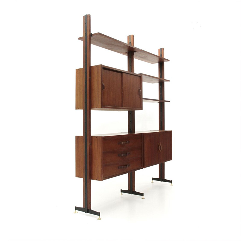 Vintage Italian wall unit in teak, 1960