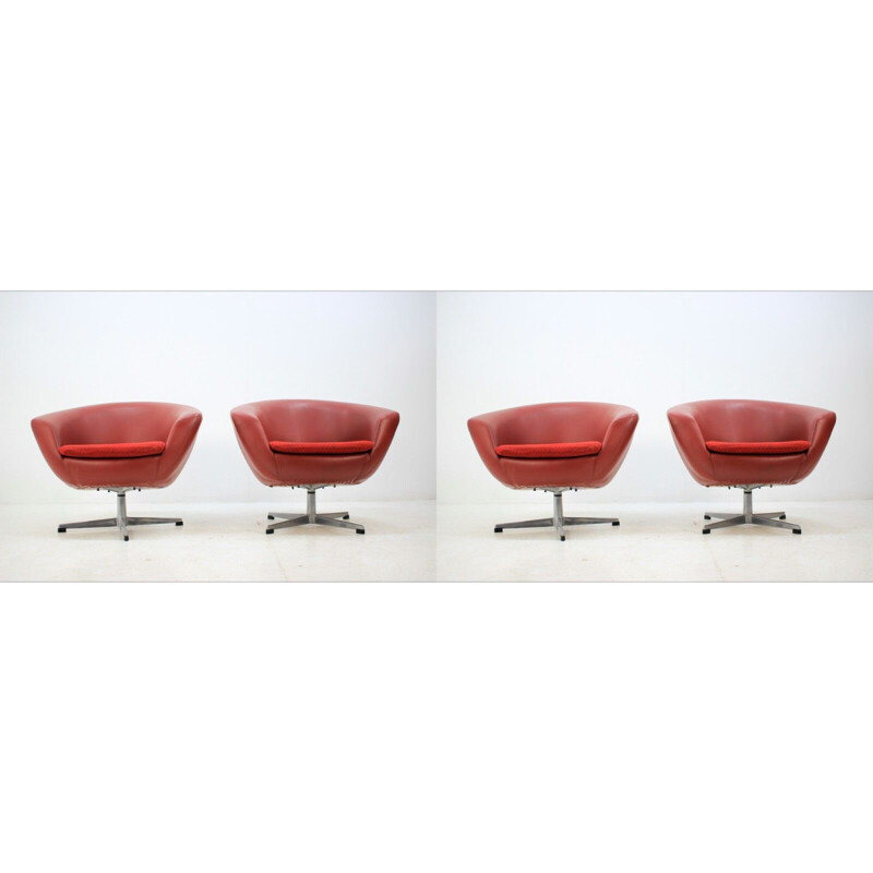 4 vintage swiveling club chairs by Miroslav Navratil, 1970