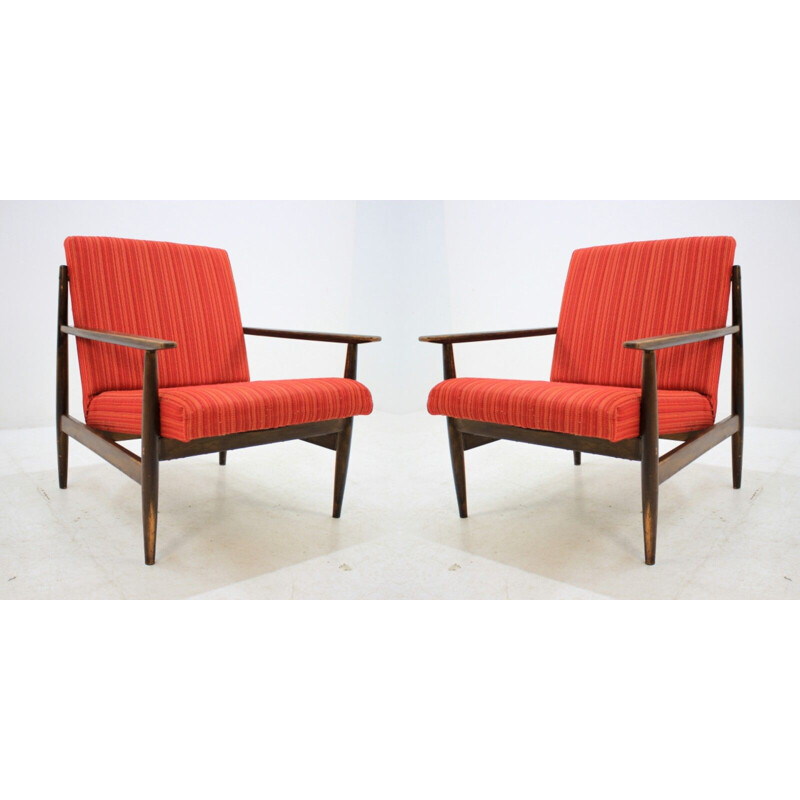 Par de poltronas vermelhas vintage, 1970