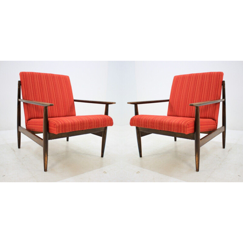 Paire de fauteuils vintage rouges, 1970