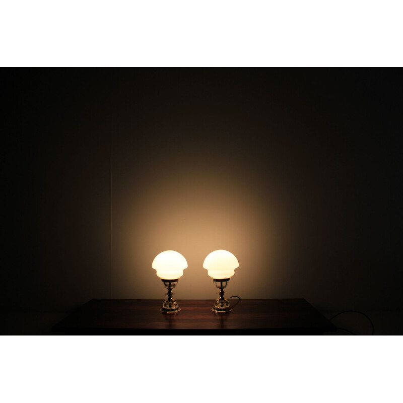 Pair de lampes de table de Jablonecke sklarny, 1980