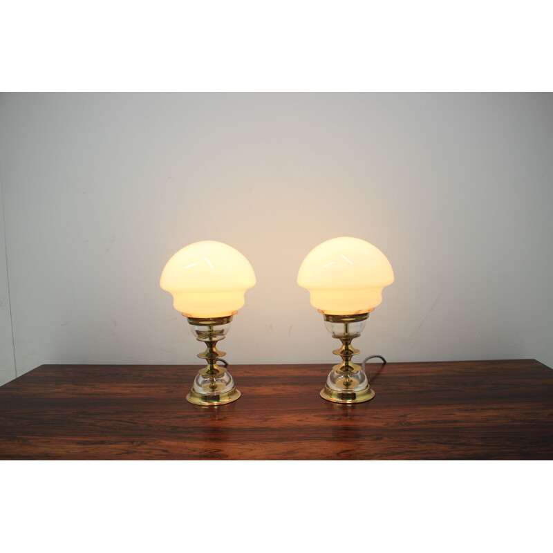 Pair de lampes de table de Jablonecke sklarny, 1980