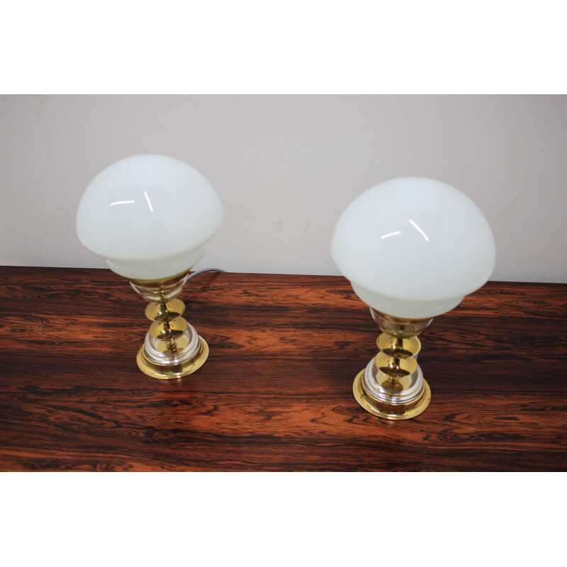 Set of two table lamp by Jablonecke sklarny, 1980