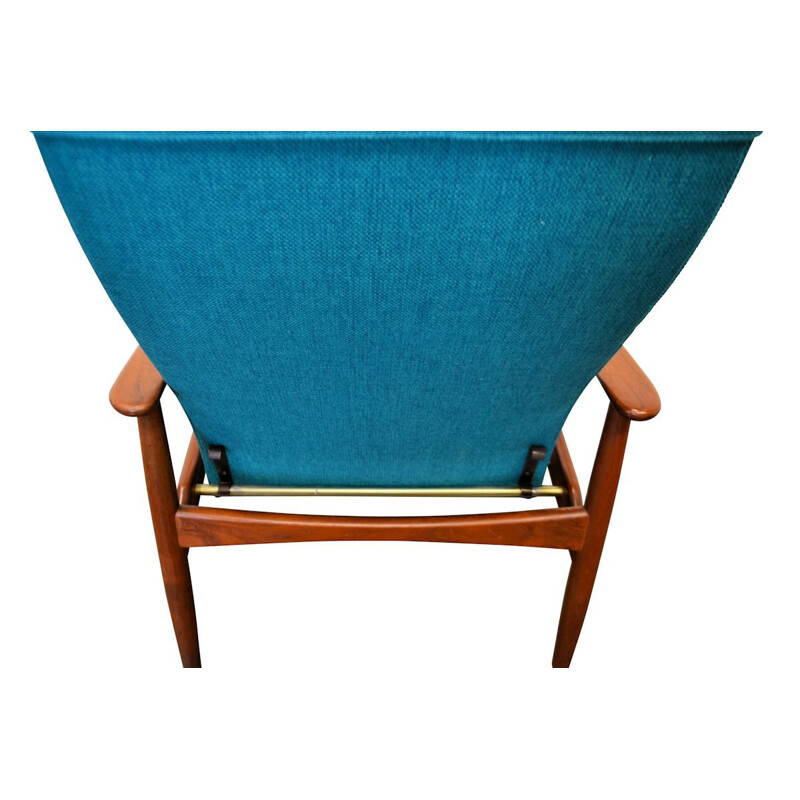 Vintage armchair for SL Møbler in teak and blue fabric 1960