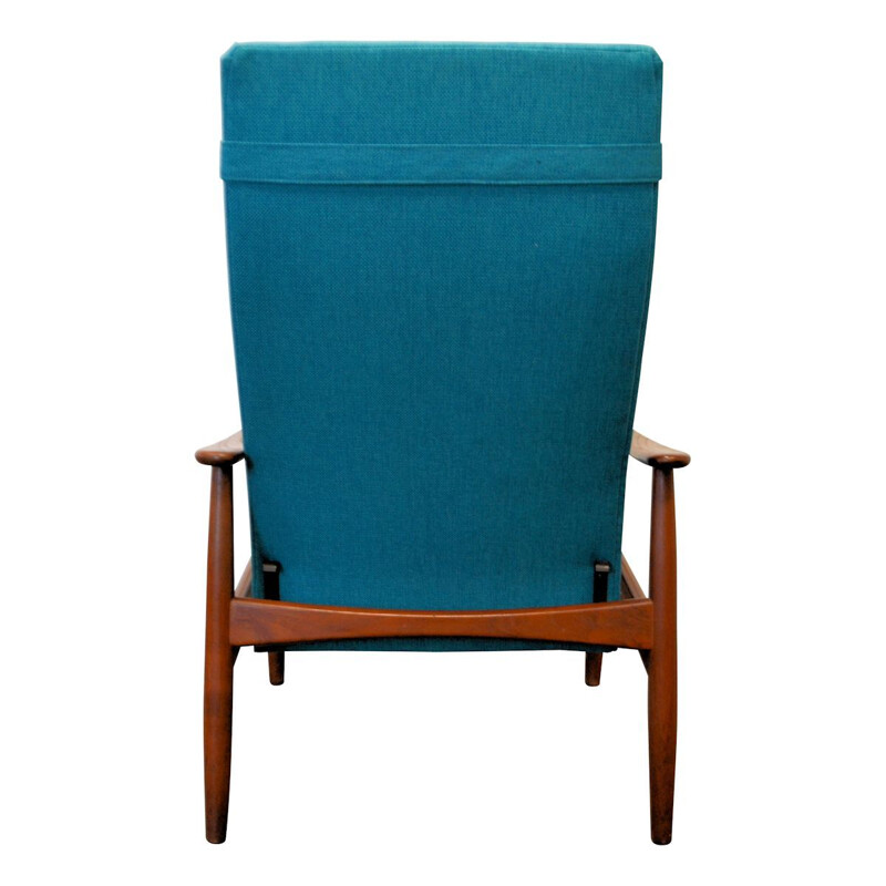 Vintage armchair for SL Møbler in teak and blue fabric 1960