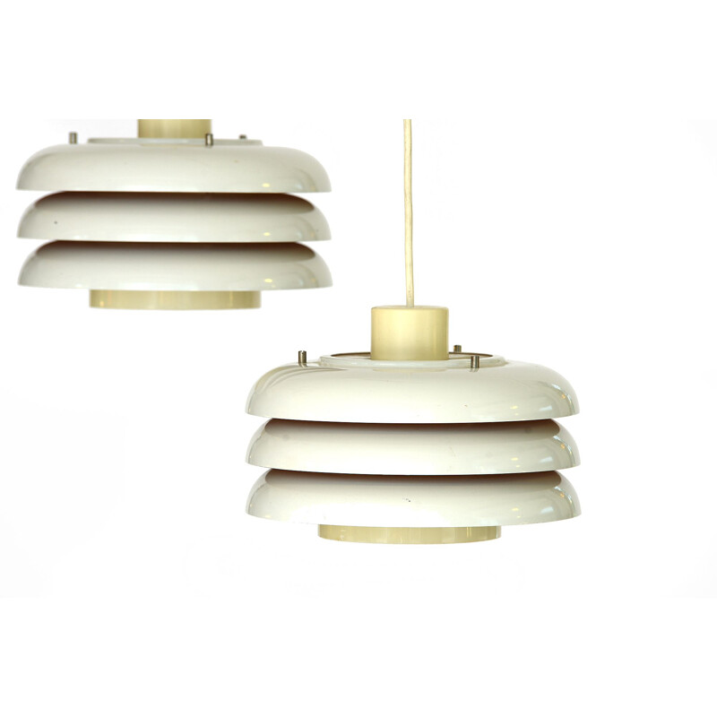 Pair of vintage plastic and white metal T724 pendant lights for Markaryd