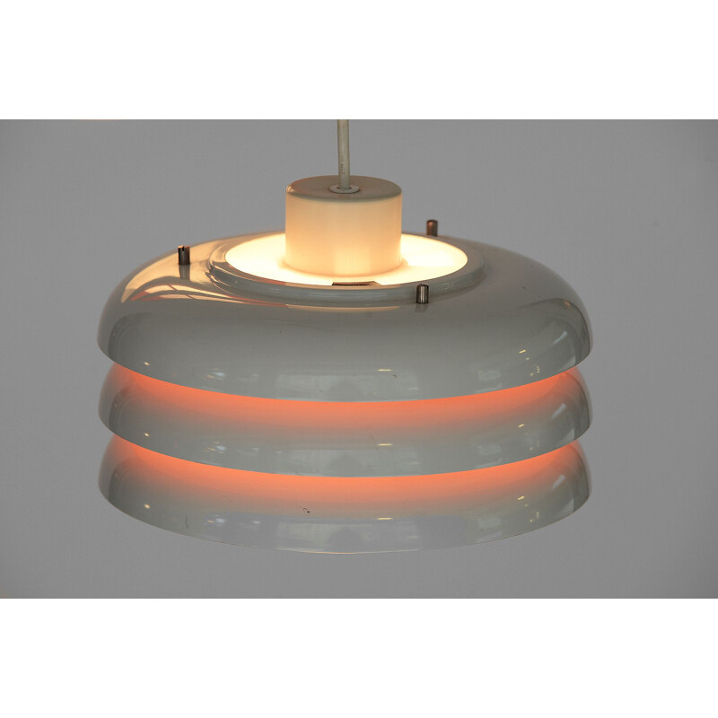 Pair of vintage plastic and white metal T724 pendant lights for Markaryd