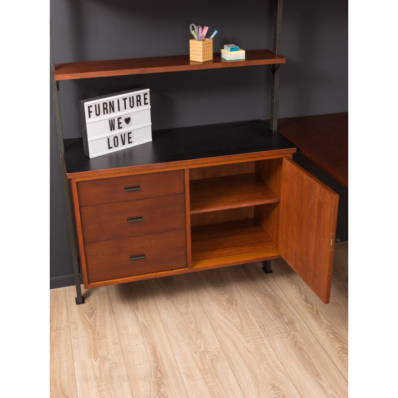 Vintage Scandinavian wall unit with desk in teak