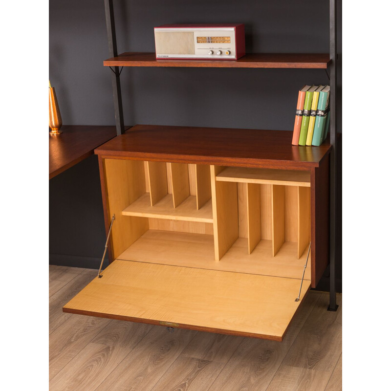 Vintage Scandinavian wall unit with desk in teak