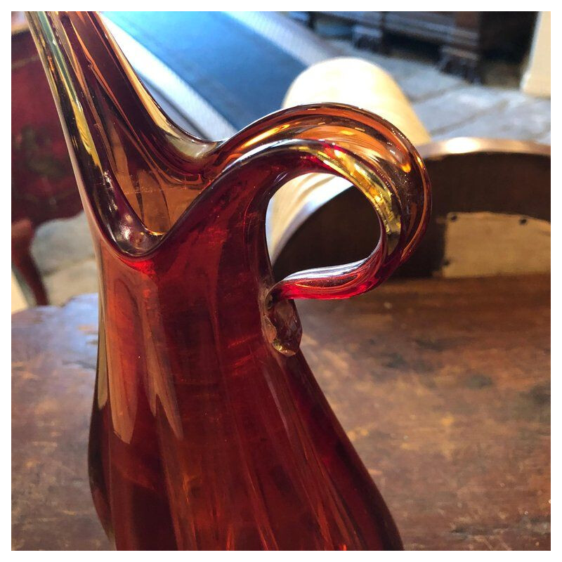 Vintage italian red vase in Murano glass 1960