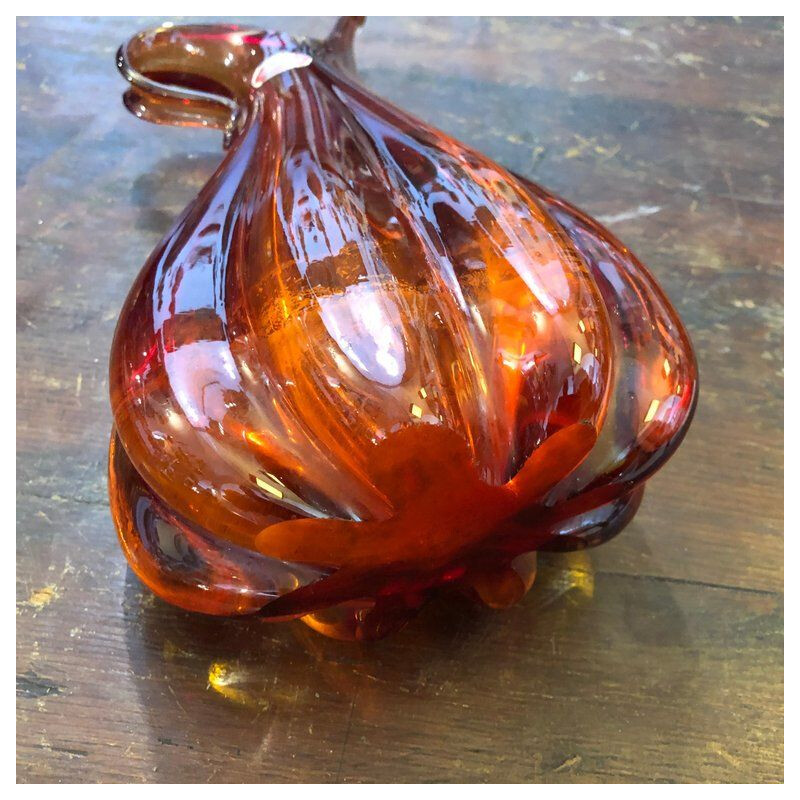 Vaso vintage in vetro rosso di Murano 1960