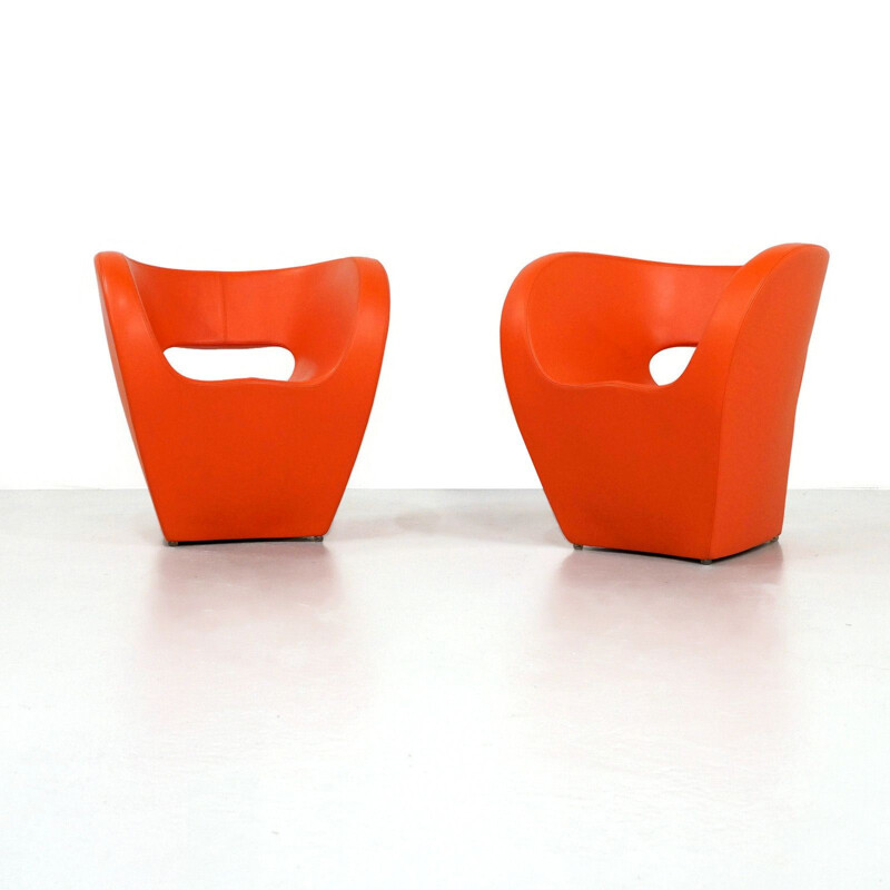Pair of vintage orange Victoria and Albert armchairs for Moroso
