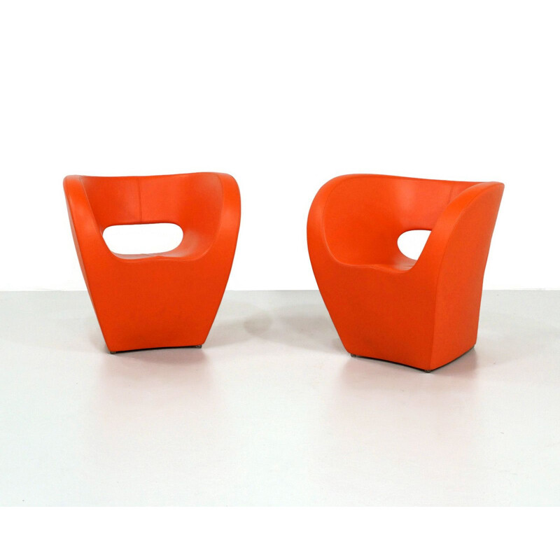 Pair of vintage orange Victoria and Albert armchairs for Moroso