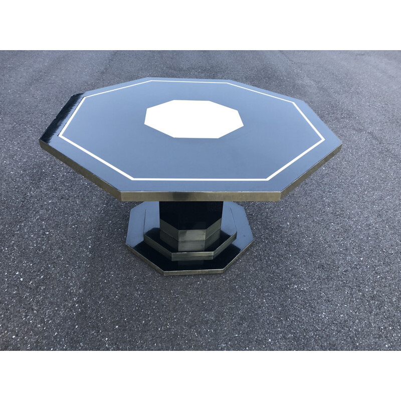 Vintage octagonal table in black brass