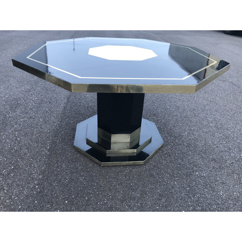 Vintage octagonal table in black brass