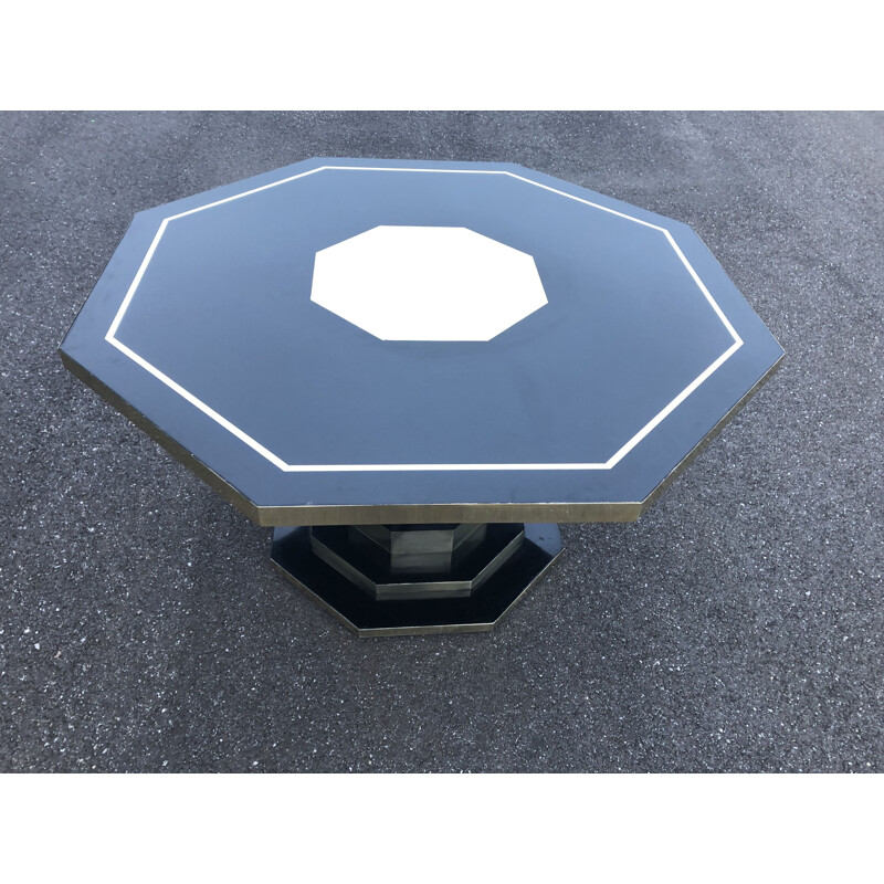 Vintage octagonal table in black brass