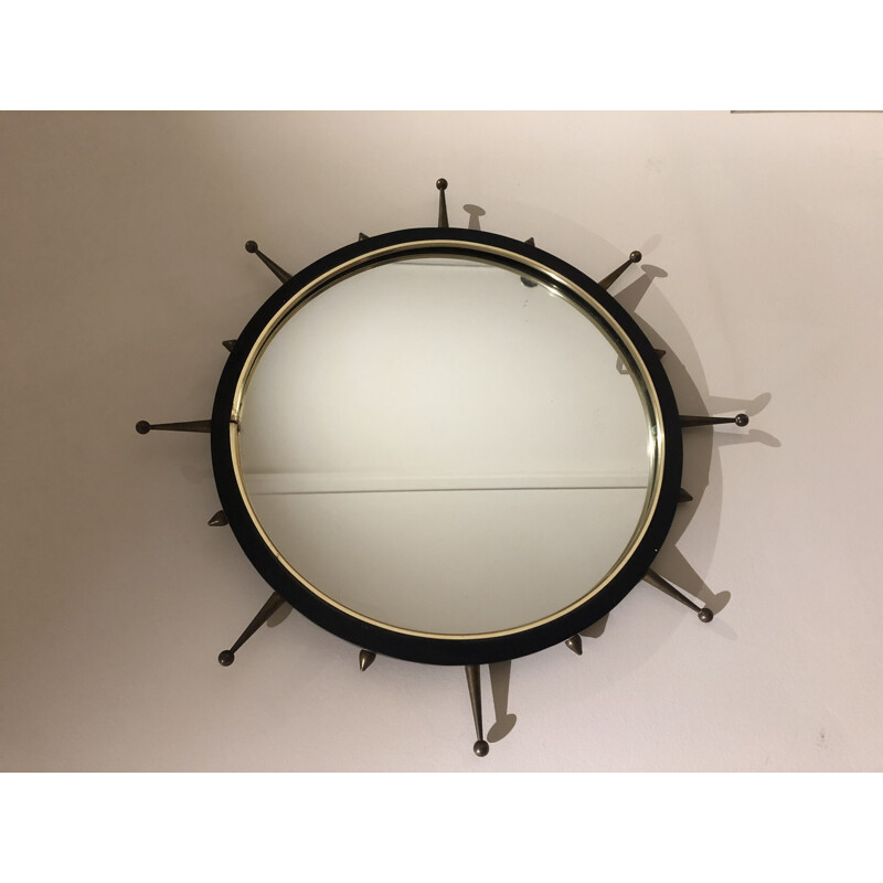 Vintage Sun mirror in metal and brass