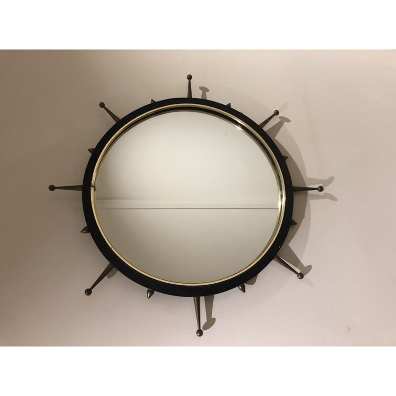 Vintage Sun mirror in metal and brass