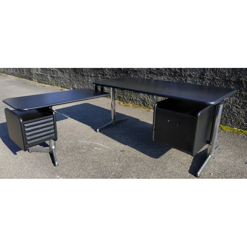 Vintage black corner desk by Castelli