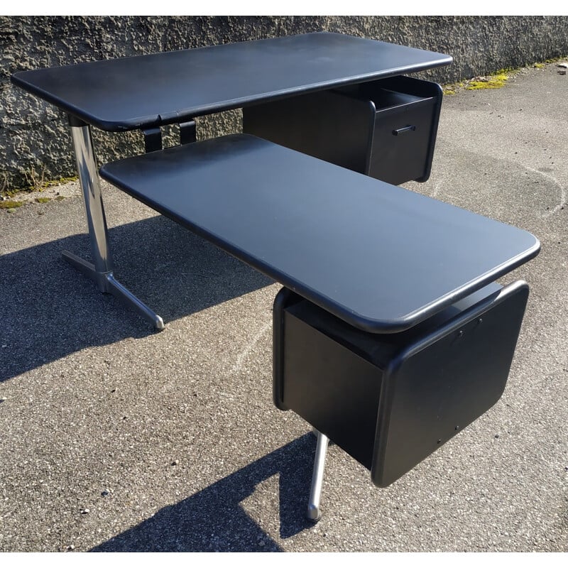 Bureau d'angle noir vintage par Castelli