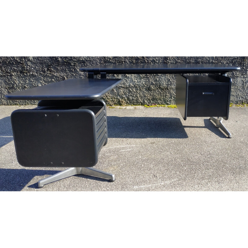 Vintage black corner desk by Castelli