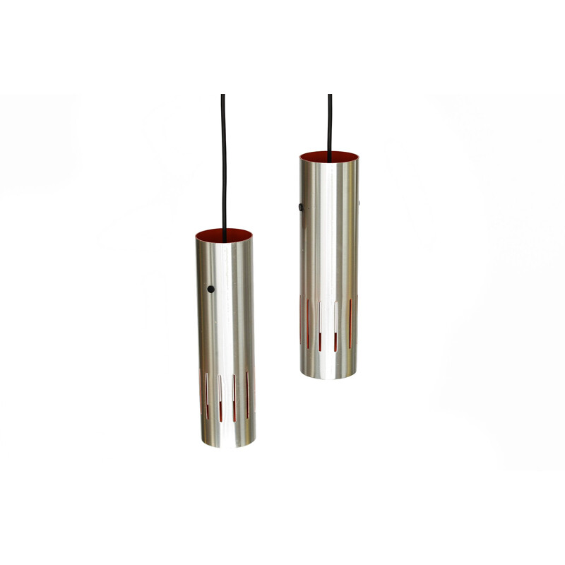 Pair of pendant lights in aluminum by Jo Hammerborg