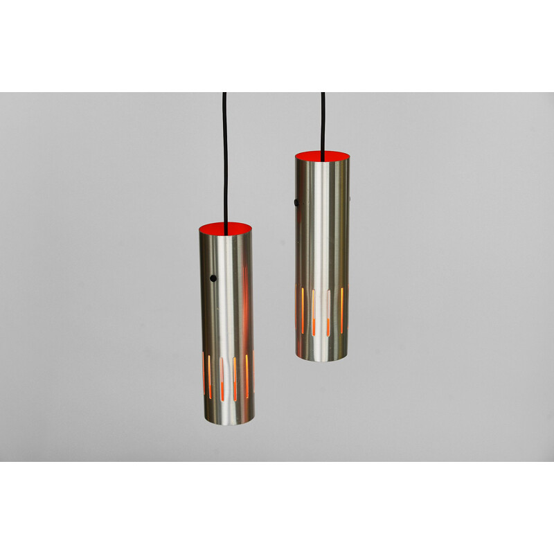 Pair of pendant lights in aluminum by Jo Hammerborg