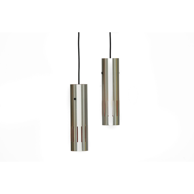 Pair of pendant lights in aluminum by Jo Hammerborg