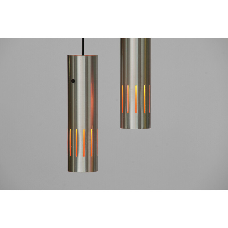 Pair of pendant lights in aluminum by Jo Hammerborg