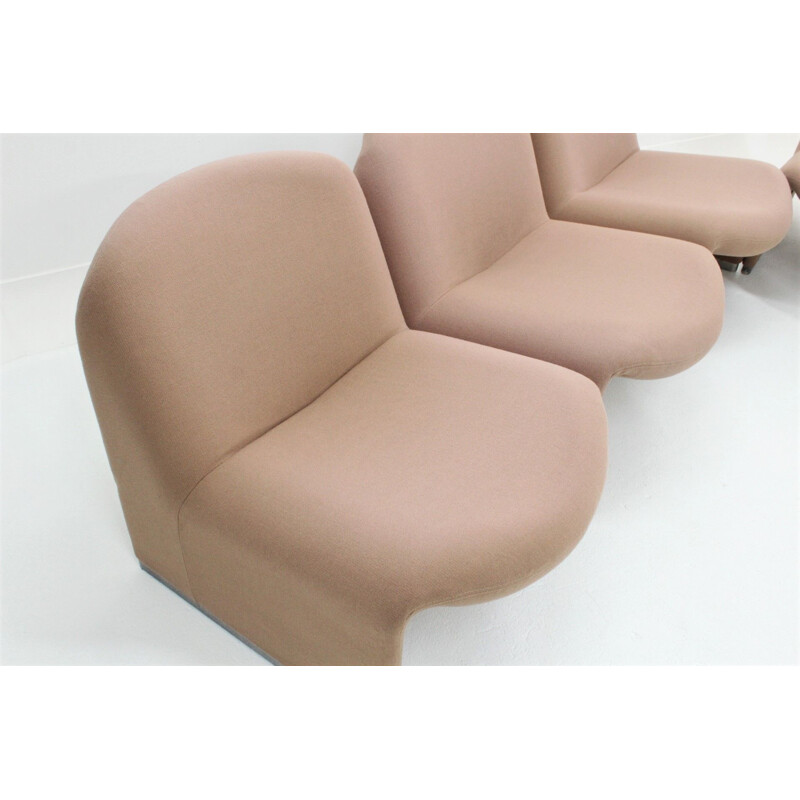 Set of 5 vintage Alky armchairs for Castelli in beige fabric and aluminium