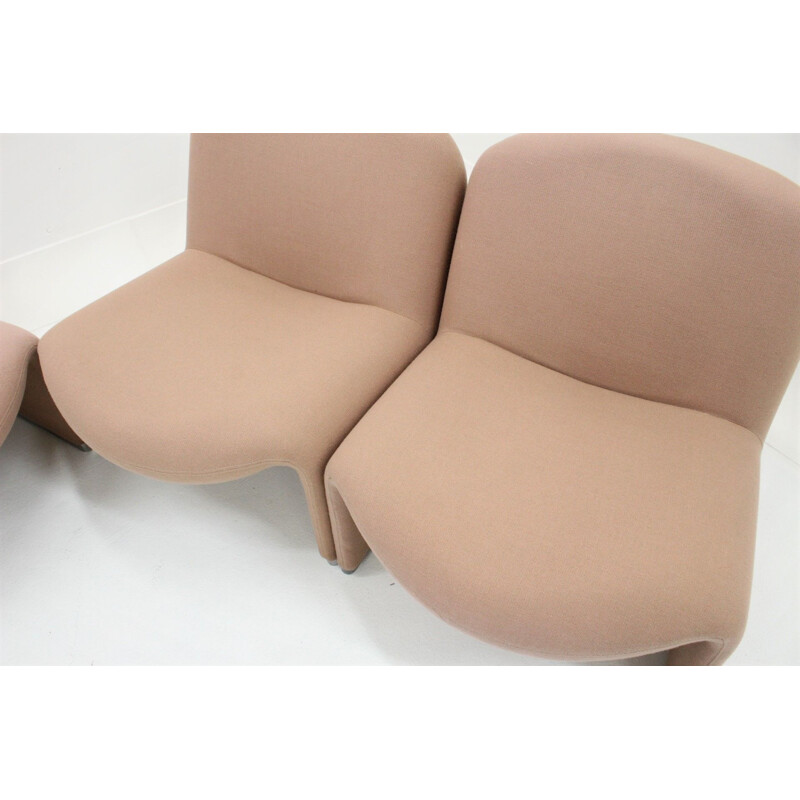 Set of 5 vintage Alky armchairs for Castelli in beige fabric and aluminium