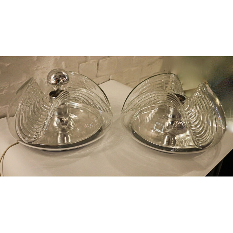 Pair of vintage Futura sconces for Peill & Putzler in glass and metal