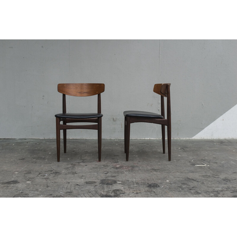 Pair of vintage scandinavian chairs for Bramin Samcom in leatherette and teak