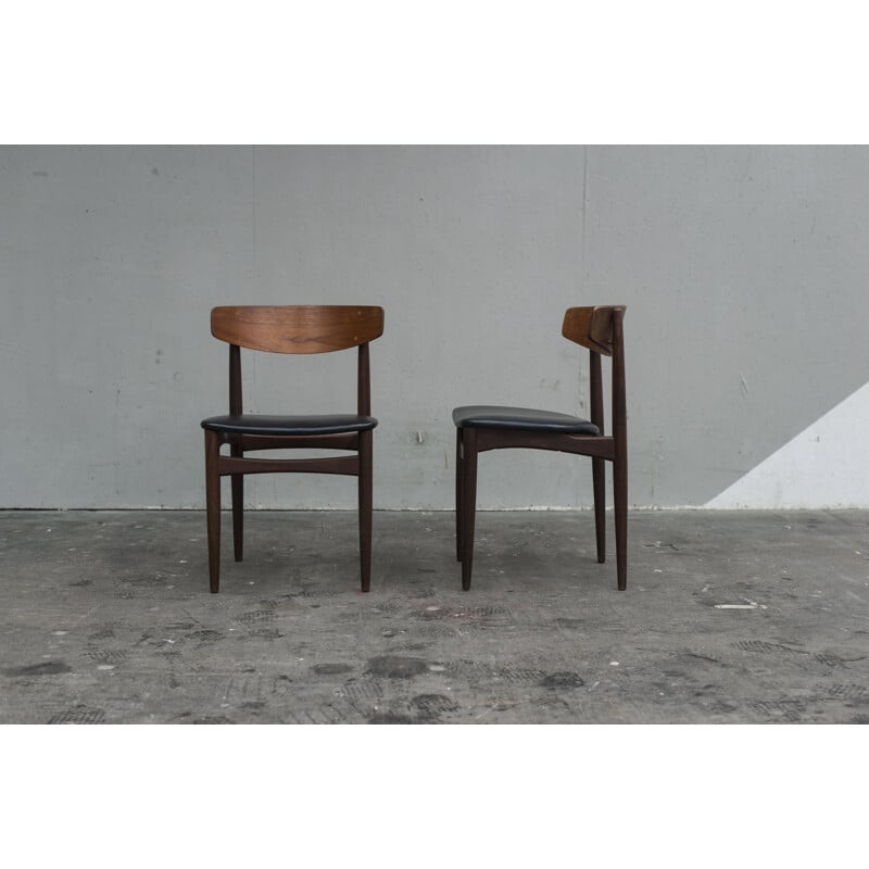 Paire de chaises vintage scandinaves pour Bramin Samcom en teck et skaï