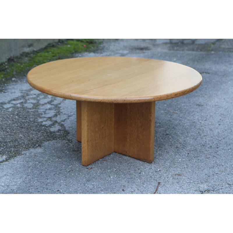 French vintage coffee table in solid oakwood 1930