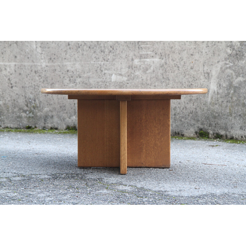 French vintage coffee table in solid oakwood 1930