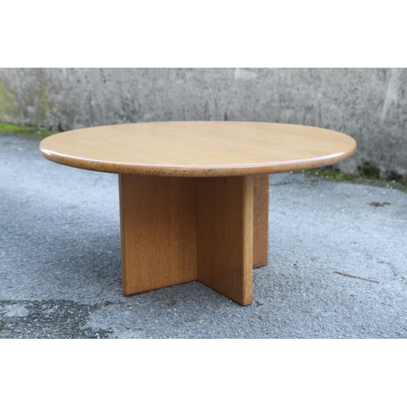 French vintage coffee table in solid oakwood 1930