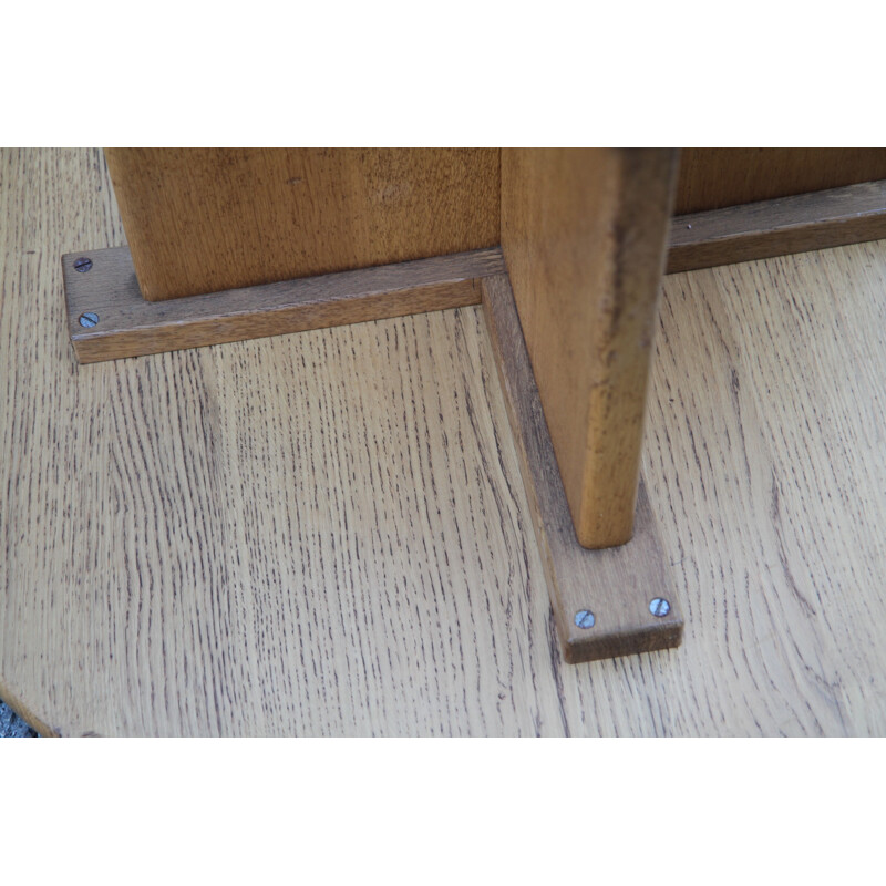 French vintage coffee table in solid oakwood 1930