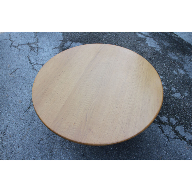 French vintage coffee table in solid oakwood 1930