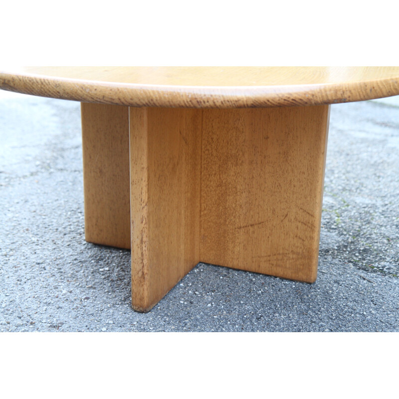 French vintage coffee table in solid oakwood 1930