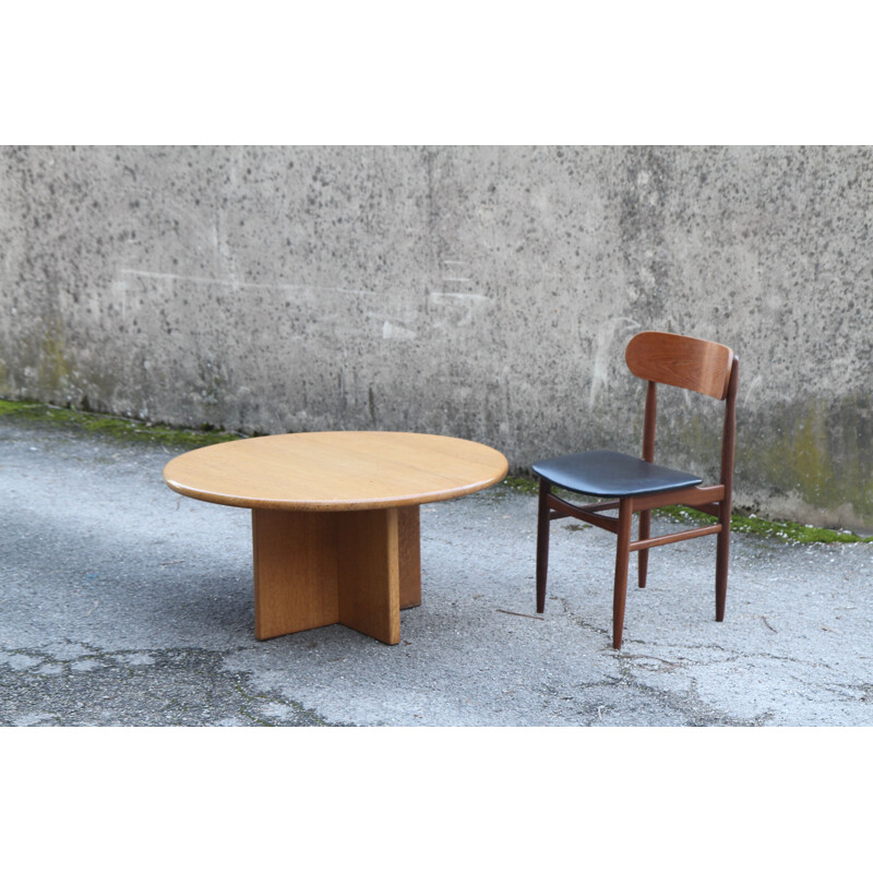 French vintage coffee table in solid oakwood 1930