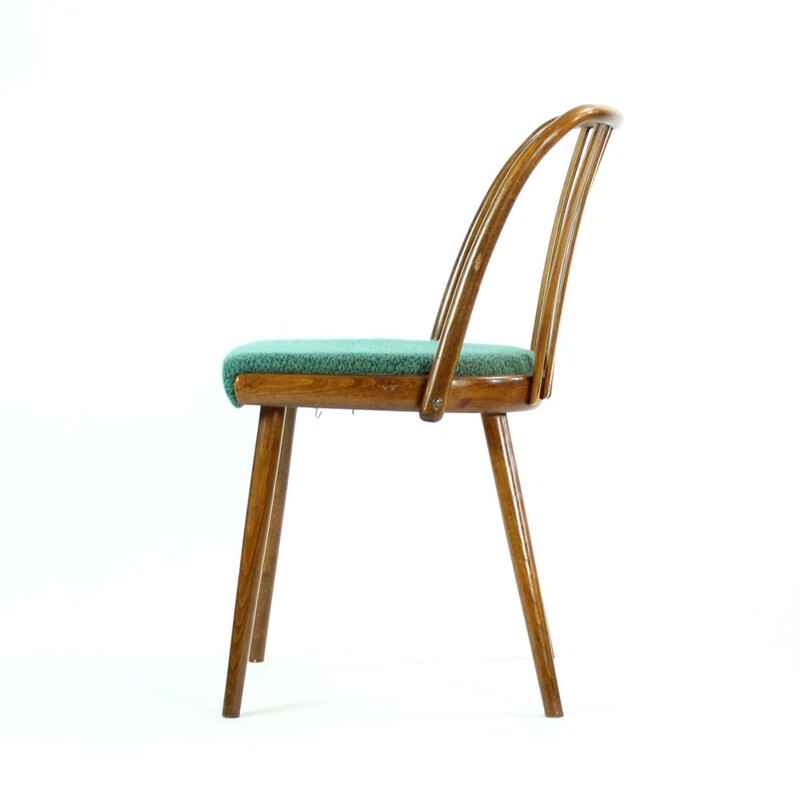 Ensemble de 4 chaises vintage pour Interior Praha en chêne et tissu vert