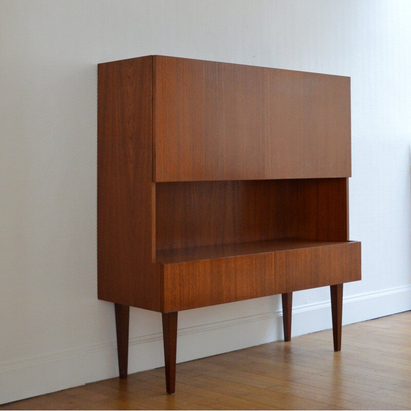 Vintage scandinavian bar cabinet in teak 1960