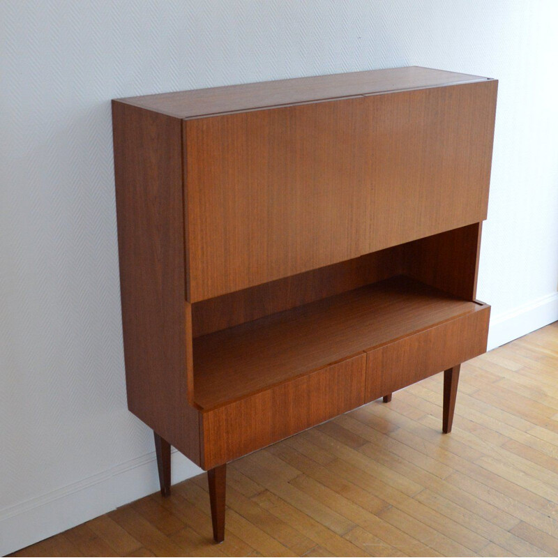 Vintage scandinavian bar cabinet in teak 1960