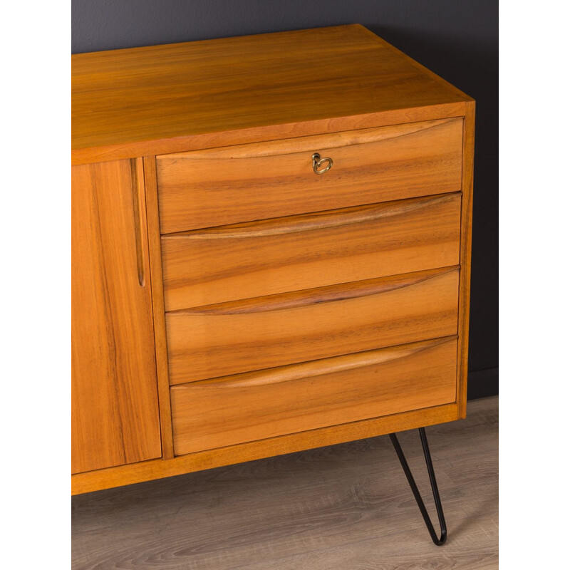 Vintage german sideboard in walnut and steel 1950