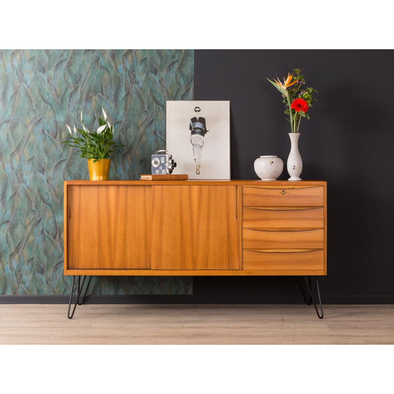 Vintage german sideboard in walnut and steel 1950