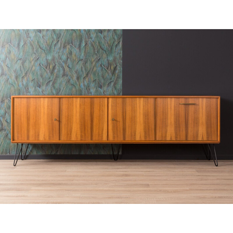 Vintage german sideboard in walnut and steel 1950s