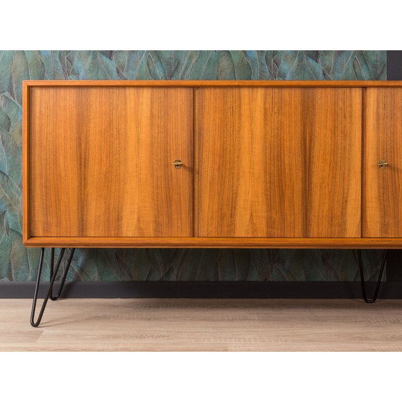 Vintage german sideboard in walnut and steel 1950s