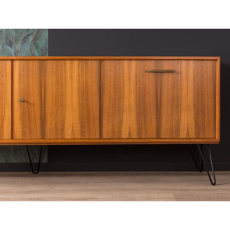 Vintage german sideboard in walnut and steel 1950s