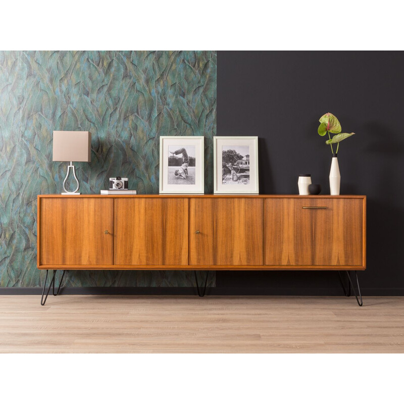 Vintage german sideboard in walnut and steel 1950s